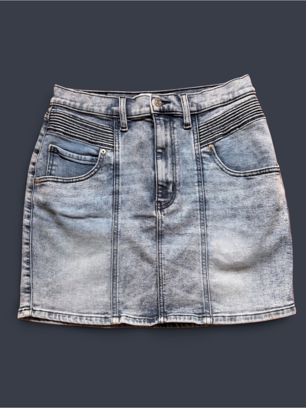 Daze Denim Moto Jean Mini Skirt - Acid Wash  Size 30